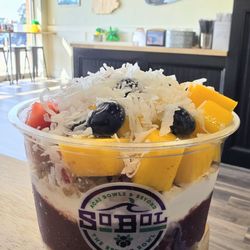 SoBoL - Close up Mixed bowl coconut,  acai make you own with ,  blackberries &  all super fresh