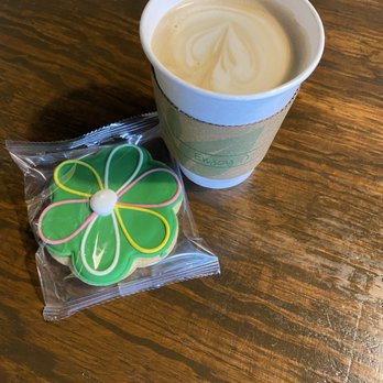 Stomping Grounds Coffee - Sugar cookie for my daughter and a latte with white chocolate sugar free syrup for me. - Coffee & Tea Near Me - Louisville, Kentucky Stomping Grounds Coffee - Sugar cookie for my daughter and a latte with white chocolate sugar free syrup for me. - Coffee & Tea Near Me - Louisville, Kentucky