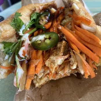 Bella Banh Mi Cafe - Inside the veggie banh mi. I didn't miss the meat it was so good!! - Sandwiches Near Me - Honolulu, Hawaii Bella Banh Mi Cafe - Inside the veggie banh mi. I didn't miss the meat it was so good!! - Sandwiches Near Me - Honolulu, Hawaii