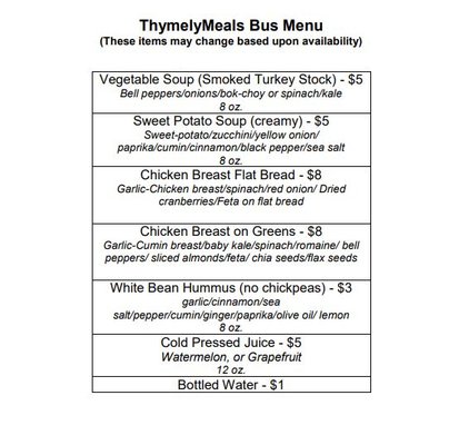 Menu photo 1 Thymely Meals Panther Branch, NC Menu photo 1 Thymely Meals Panther Branch, NC