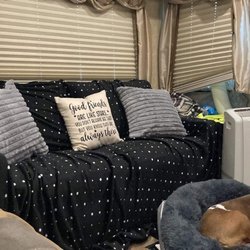 La-Z-Boy Furniture Galleries - Kennedy apartment couch (it's cream.. waiting on the dog cover to come in so using a big blanket)