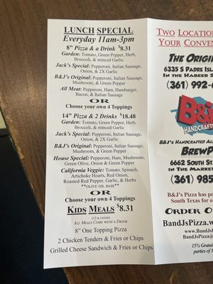 Menu photo 5 B & J's Pizza - Brew Pub Corpus Christi, TX