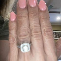 J-nails - Pink shows off my beautiful engagement ring