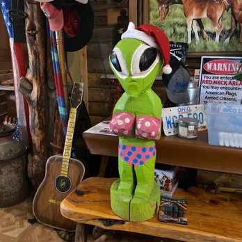 Wood Shed Cafe - a green alien with a santa hat - Breakfast & Brunch Near Me - Overgaard, Arizona Wood Shed Cafe - a green alien with a santa hat - Breakfast & Brunch Near Me - Overgaard, Arizona
