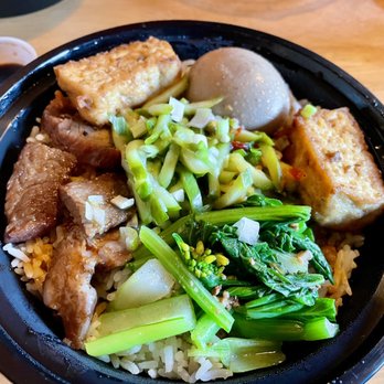 Ixlb Dim Sum Eats - Bento box with tea egg, pork, fried tofu, Greens, pickled cucumber, rice - Dim Sum Near Me - Los Angeles, California Ixlb Dim Sum Eats - Bento box with tea egg, pork, fried tofu, Greens, pickled cucumber, rice - Dim Sum Near Me - Los Angeles, California