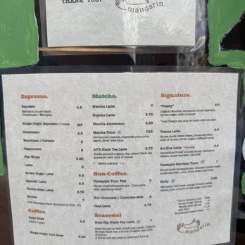 Mandarin Coffee Stand - Menu - Coffee & Tea Near Me - Pasadena, California