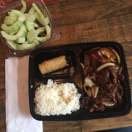 Mongolian Beef Lunch Special with Cucumber Salad