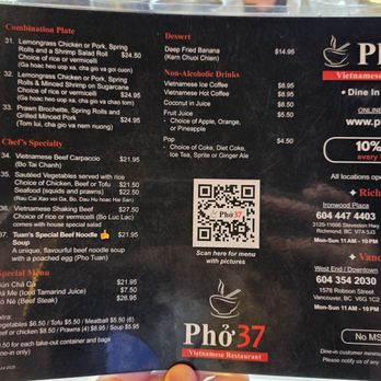 Pho 37 - Menu (May 2026) - Vietnamese Near Me - Richmond, British Columbia