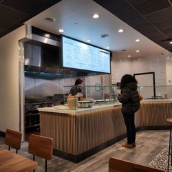 Hummus Republic - Interior and menu, Chipotle serving style for bowl, pita, wrap
