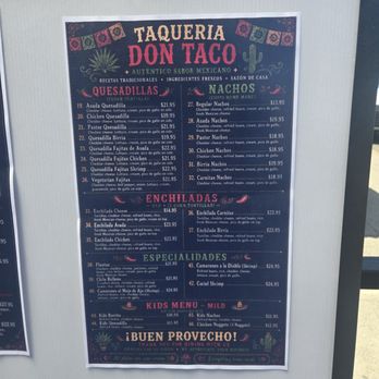 Taqueria Don Taco - Looks a bit pricey to me. June 2026 menu... - Tacos Near Me - Aptos, California Taqueria Don Taco - Looks a bit pricey to me. June 2026 menu... - Tacos Near Me - Aptos, California