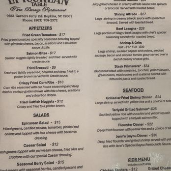 The Epicurean Table - Menu - American Near Me - Hopkins, South Carolina The Epicurean Table - Menu - American Near Me - Hopkins, South Carolina