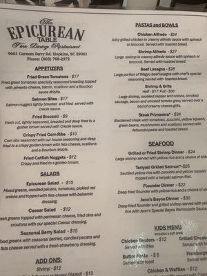 Menu photo 1 The Epicurean Table Hopkins, SC Menu photo 1 The Epicurean Table Hopkins, SC
