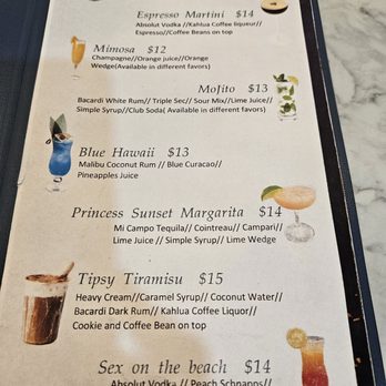 Prince Tea House - Cocktail menu as of November 2025 - Tea Rooms Near Me - Colonie, New York
