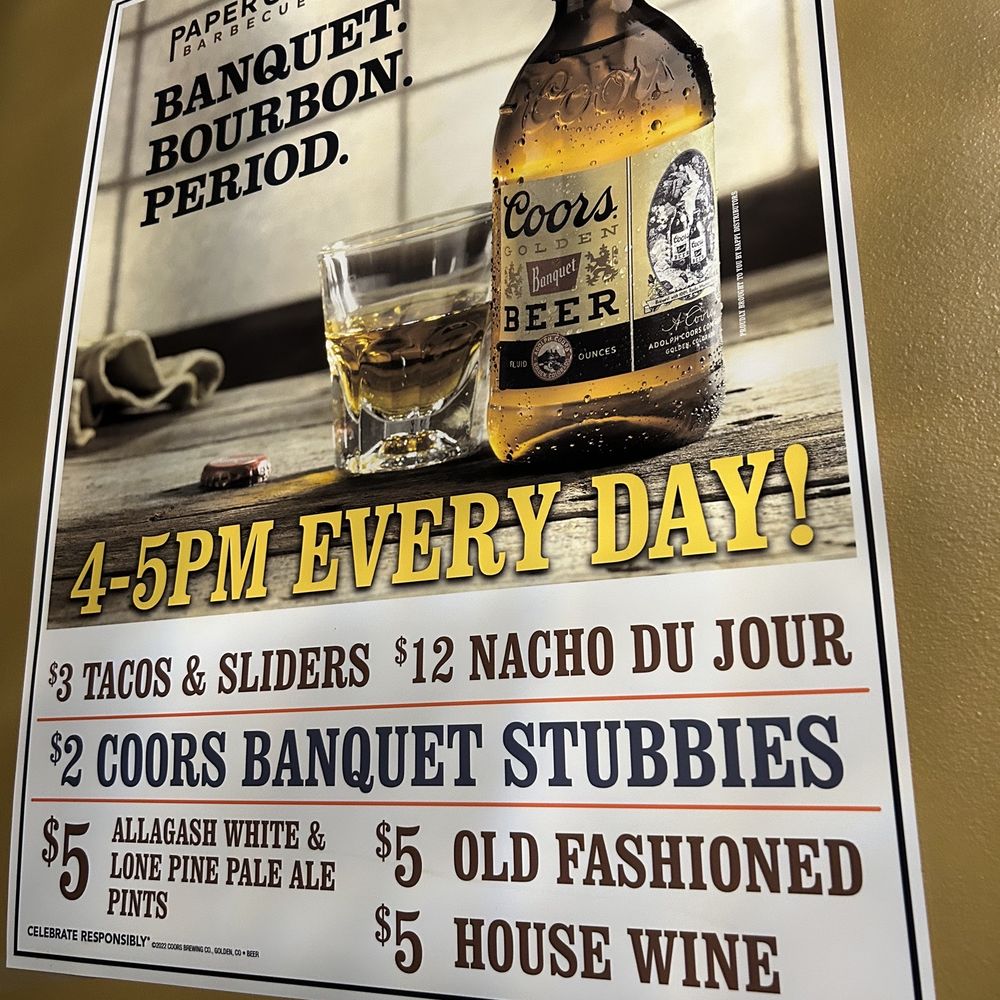 Paper City BBQ - Happy hour! - Barbeque Near Me - Westbrook, Maine