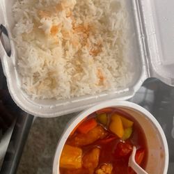 Mad Mango Cafe - Sweet and sour chicken rice bowl (takeout)