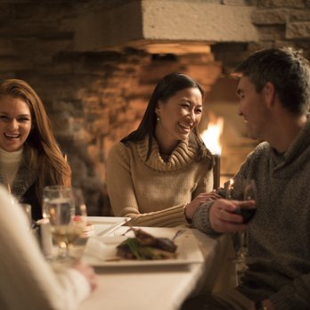 Nakoma Resort - Cozy dinners by our enormous fireplace in the Wigwam dining room located in our Frank Lloyd Wright clubhouse. - Resorts Near Me - Clio, California Nakoma Resort - Cozy dinners by our enormous fireplace in the Wigwam dining room located in our Frank Lloyd Wright clubhouse. - Resorts Near Me - Clio, California