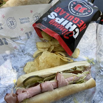 Jimmy John's - $6.36: 6” ham, provolone, mayo, pickles, onion, peppers, Dijon, lettuce, and tomato with a bag of chips - fully customizable. - Sandwiches Near Me - New Orleans, Louisiana Jimmy John's - $6.36: 6” ham, provolone, mayo, pickles, onion, peppers, Dijon, lettuce, and tomato with a bag of chips - fully customizable. - Sandwiches Near Me - New Orleans, Louisiana