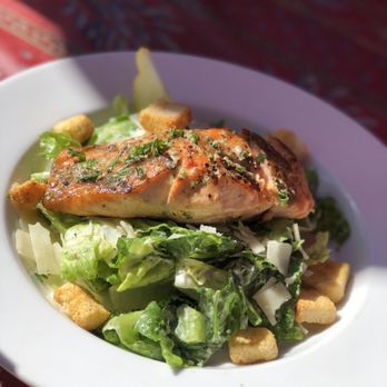 Tree House Cafe - Salmon Caesar Salad - Mediterranean Near Me - Carmel, California Tree House Cafe - Salmon Caesar Salad - Mediterranean Near Me - Carmel, California
