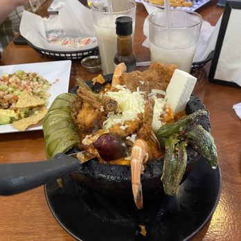 El pata salada - Seafood molcajete with shrimp, fish, octopus and imitation crab - Mexican Near Me - Armona, California El pata salada - Seafood molcajete with shrimp, fish, octopus and imitation crab - Mexican Near Me - Armona, California