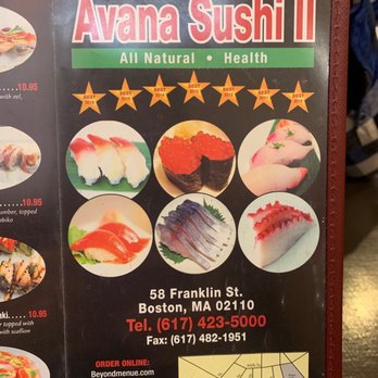 Avana Sushi 2 - Part of the menu - Japanese Near Me - Boston, Massachusetts