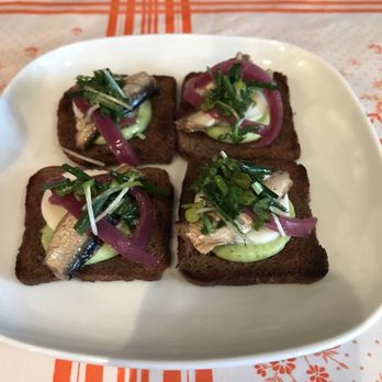Kachka - Appetizer of salt herring on rye. Very balanced. - Russian Near Me - Portland, Oregon Kachka - Appetizer of salt herring on rye. Very balanced. - Russian Near Me - Portland, Oregon