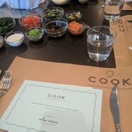 The set up for our first course, we were able to build our own nachos
