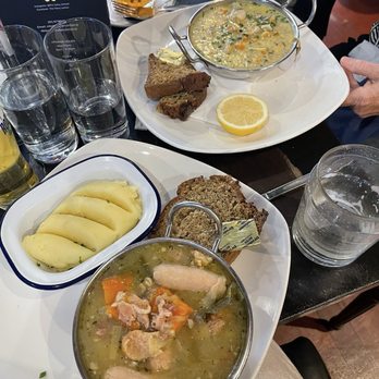 The Hairy Lemon - Dublin coddle (left) and Seafood chowder (right) - Irish Pub Near Me - Dublin, D The Hairy Lemon - Dublin coddle (left) and Seafood chowder (right) - Irish Pub Near Me - Dublin, D