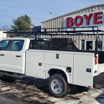 Boyer's Truck Equipment - Boyer's Truck Equipment installation of service body with spray-in bedliner and ladder rack - Auto Parts & Supplies Near Me - Hudson, New Hampshire Boyer's Truck Equipment - Boyer's Truck Equipment installation of service body with spray-in bedliner and ladder rack - Auto Parts & Supplies Near Me - Hudson, New Hampshire