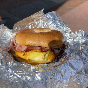 Glazed and Confused - This breakfast bagel was amazing and it was huge, can definitely be shared with two people! - Donuts Near Me - Winchester, Virginia Glazed and Confused - This breakfast bagel was amazing and it was huge, can definitely be shared with two people! - Donuts Near Me - Winchester, Virginia
