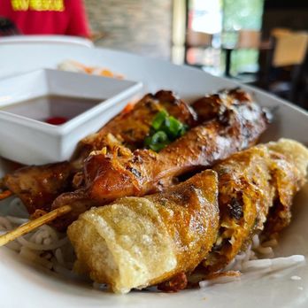 Rice Paper - B10. Chicken Satay and Spring Rolls Noodle Bowl - Vietnamese Near Me - High Point, North Carolina Rice Paper - B10. Chicken Satay and Spring Rolls Noodle Bowl - Vietnamese Near Me - High Point, North Carolina