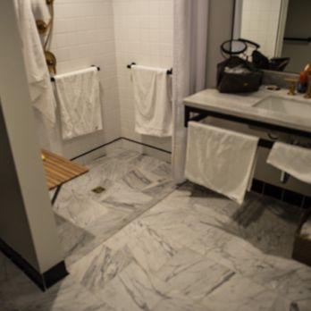 Emeline - marble floors in all bath rooms including handicapped are very slippery.  In a regular room, nothing to grab onto if you fall - Hotels Near Me - Charleston, South Carolina