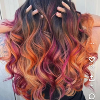 Mane & Marble Hair Studios - this is what I showed them. I said "similar to this but with only bright orange and purple. - Hair Salons Near Me - Greenwood, Indiana Mane & Marble Hair Studios - this is what I showed them. I said "similar to this but with only bright orange and purple. - Hair Salons Near Me - Greenwood, Indiana