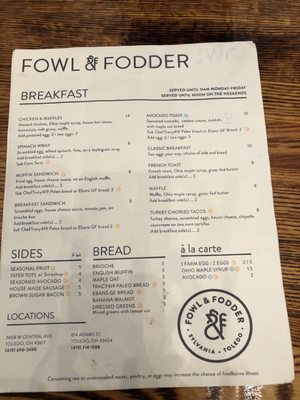 Menu photo 6 Fowl & Fodder Downtown Toledo, OH