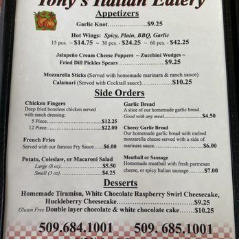 Tony's Italian Eatery - Pizza Near Me - Colville, Washington Tony's Italian Eatery - Pizza Near Me - Colville, Washington