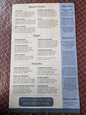 Menu photo 2 The Algonquin Bolton Landing, NY Menu photo 2 The Algonquin Bolton Landing, NY