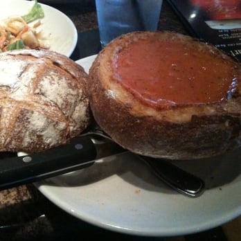 BJ's Restaurant & Brewhouse - Tuscan Tomato Bisque in a Sourdough Bread Bowl! - Pizza Near Me - Modesto, California