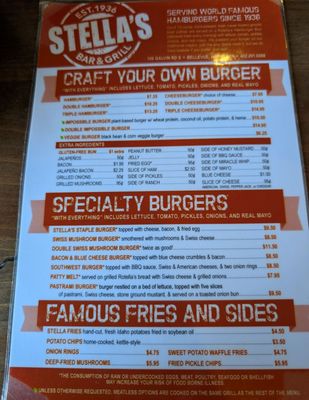 Menu photo 5 Stella's Bar and Grill Bellevue, NE
