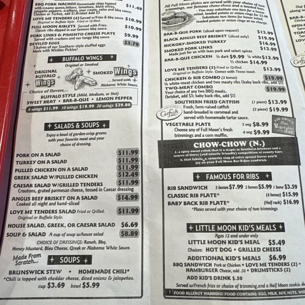 Full Moon Bar-B-Que - Menu - Barbeque Near Me - Montgomery, Alabama Full Moon Bar-B-Que - Menu - Barbeque Near Me - Montgomery, Alabama