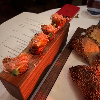 Spago - Spicy Big Eye Tuna Tartare Cones* - New American Near Me - Beverly Hills, California Spago - Spicy Big Eye Tuna Tartare Cones* - New American Near Me - Beverly Hills, California