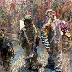 Splat That Paint - Birthday canvases!! Having a blast splattering alllll the paints!