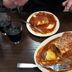 Lechuga's Italian Restaurant - Little devil (not so little) and meatball cannoli 2 glasses of wine $21