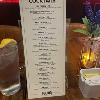 Fusion Grill & Bar - Cocktail menu - Burgers Near Me - Katy, Texas
