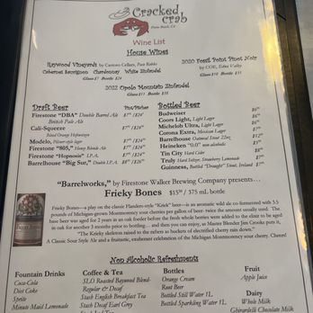 Cracked Crab - Wine/beer list - Seafood Near Me - Pismo Beach, California Cracked Crab - Wine/beer list - Seafood Near Me - Pismo Beach, California