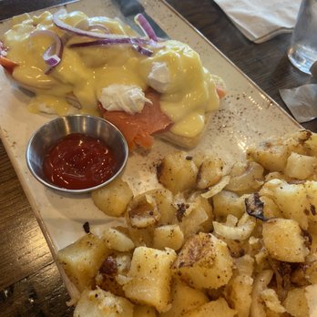 First Watch - Smoked Salmon Eggs Benedict with Seasoned Potatoes - Breakfast & Brunch Near Me - Chamblee, Georgia