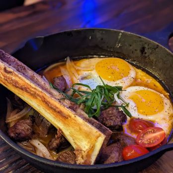 HEM Kitchen And Bar - Steak and eggs with bone marrow - Vietnamese Near Me - Houston, Texas