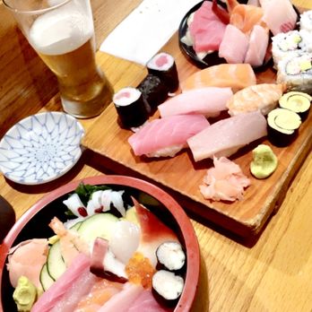 Sushi Tama - two plates of sushi and a glass of beer - Japanese Near Me - Tacoma, Washington Sushi Tama - two plates of sushi and a glass of beer - Japanese Near Me - Tacoma, Washington