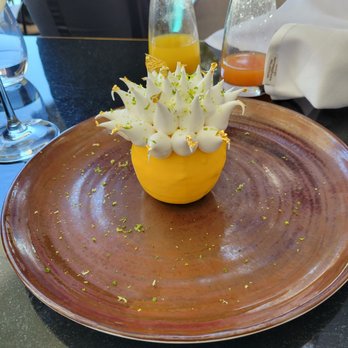 Spago - Lemon dessert with gold flake - New American Near Me - Las Vegas, Nevada