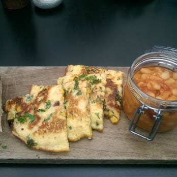 Cafe Heidi - Vegan breakfast cassoulet with corn fritters and a baguette - Cafes Near Me - Bulleen, VIC