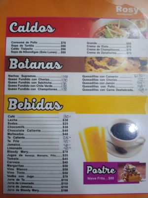 Menu photo 2 Rosy's Puerto Peñasco, SON Menu photo 2 Rosy's Puerto Peñasco, SON