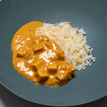 Karam Restaurant - Portion of an order of Shahi Paneer with rice. - Indian Near Me - Schenectady, New York Karam Restaurant - Portion of an order of Shahi Paneer with rice. - Indian Near Me - Schenectady, New York